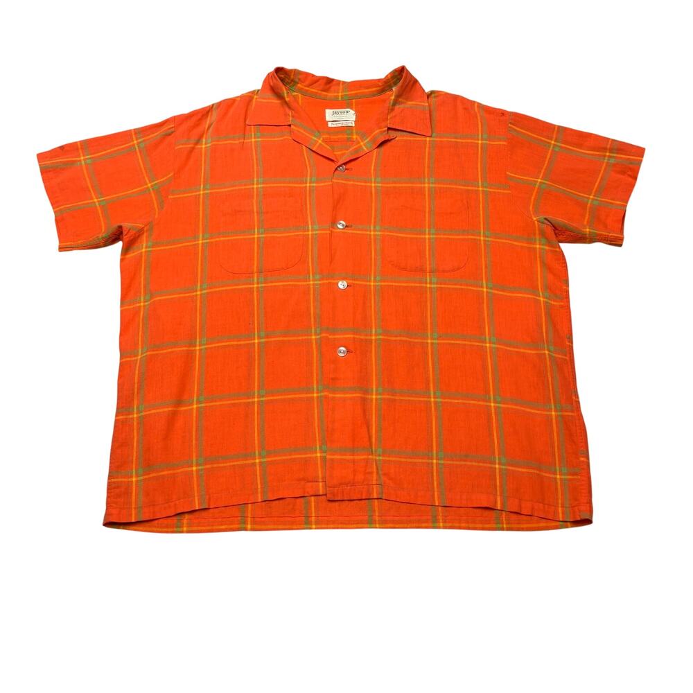Vintage 60s Jayson Button Down Loop Collar Shirt Mens XL Short Sleeve USA